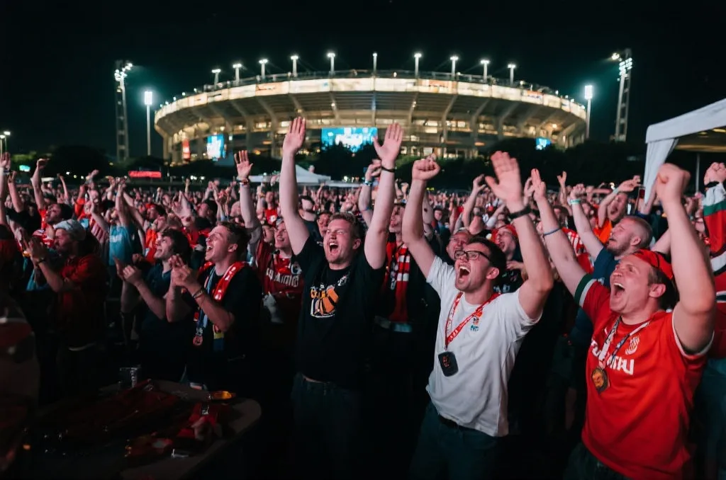 球迷在看球派对中庆祝